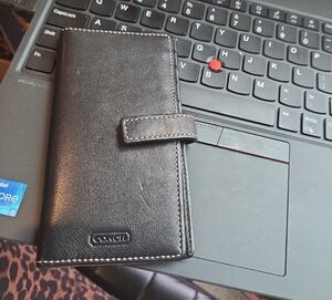 Coach Brown Leather Snap-Closure Phone Wallet Case